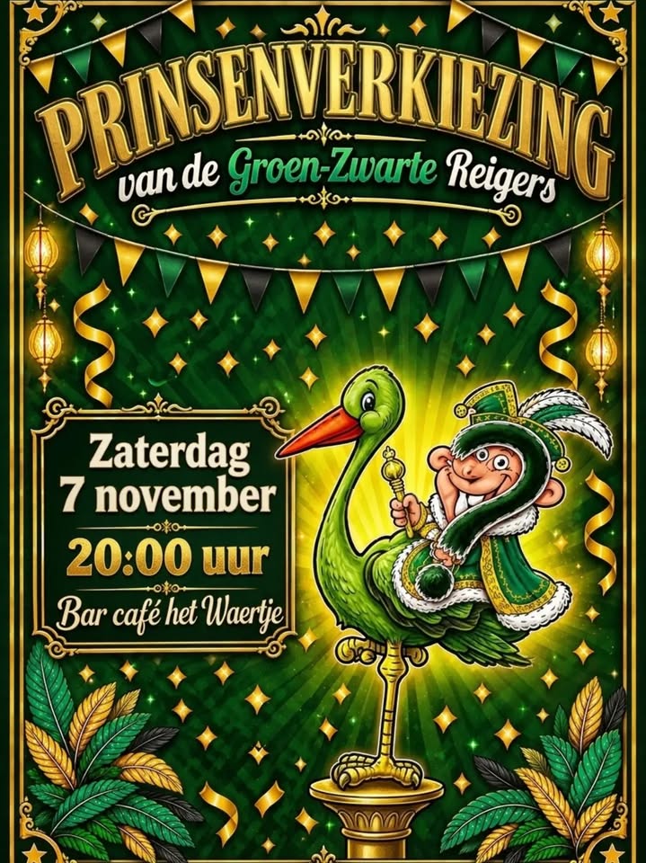 Op 7 november is het zover… dé Prinsenverkiezing van de Groen Zwarte Reigers! Vanaf 20:00…